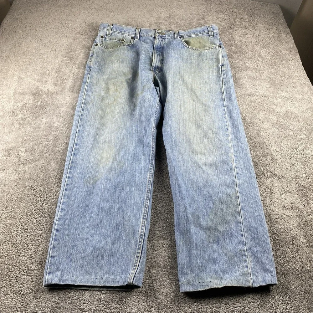 Levis 569 Loose Straight Fit Jeans‎ Mens 38x26.5 Blue Medium Wash Hemmed VTG